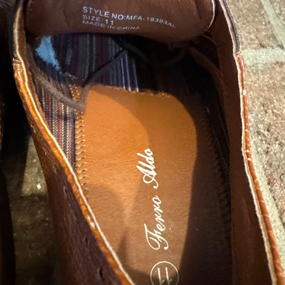Ferro Aldo Men's Round Toe Lace Up Two Tone Oxfords Dress Shoes Size 11